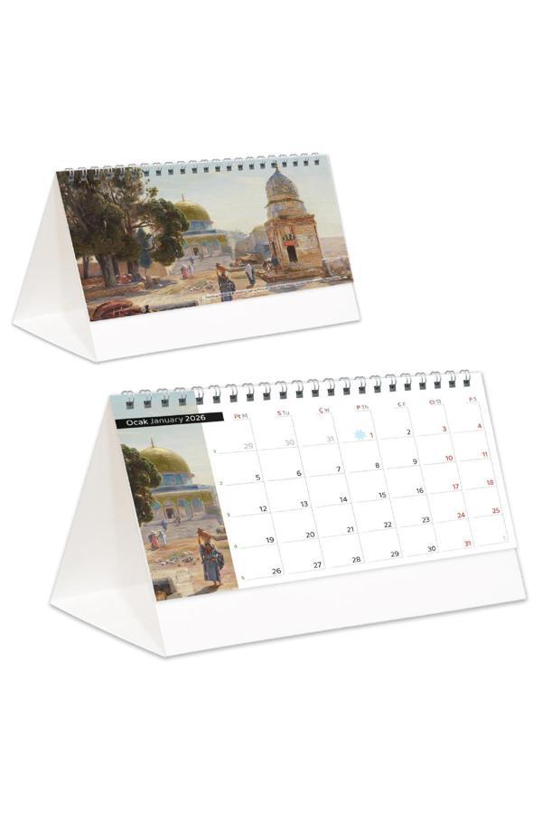 2026 Filistin Piramit Masa Takvimi Masaüstü Takvim 21x17 cm - Image 1