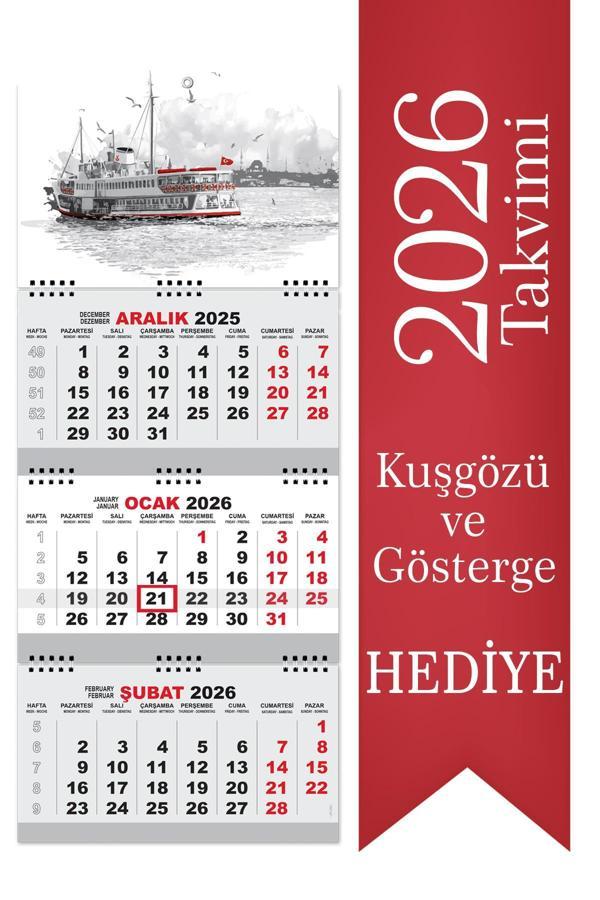 2026 Küçük Boy Gemici Takvimi Denizci Duvar Takvimi 27,5x65 cm  - Image 1