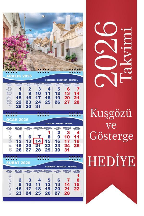 2026 Orta Boy Gemici Takvimi Denizci Duvar Takvimi 31x70 cm  - Image 1