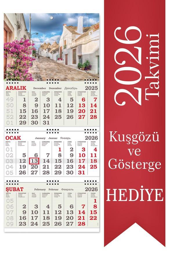 2026 Orta Boy Kuşe Gemici Takvimi Denizci Duvar Takvimi 31x70 cm  - Image 1