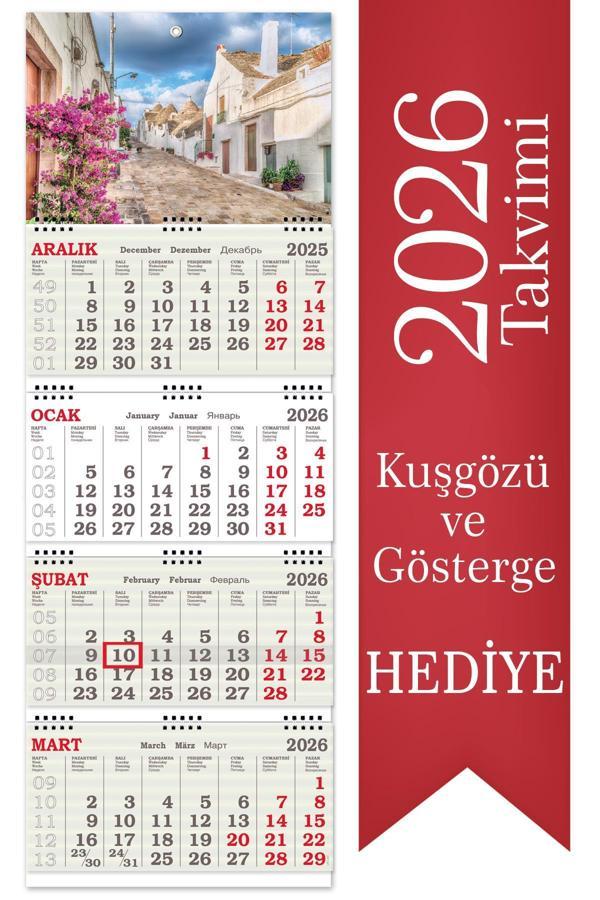 2026 Orta Boy Kuşe Gemici Takvimi Denizci Duvar Takvimi 31x86 cm - Image 1