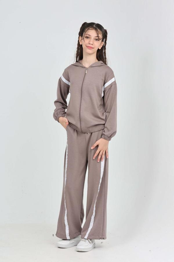 Toontoy Kız Çocuk Şerit Detaylı Eşofman Takım - Image 1