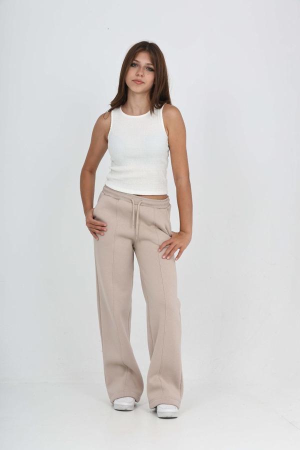 Toontoy Kız Çocuk Nervür Detaylı Eşofman Alt - Image 1