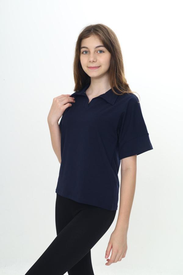 Toontoy Kız Çocuk Okul Polo Yaka Tişört - Image 1