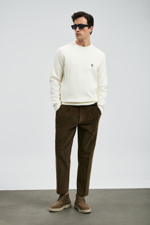 Lufian Erkek Grant Sweatshirt 112030179 Kırık Beyaz - Image 1