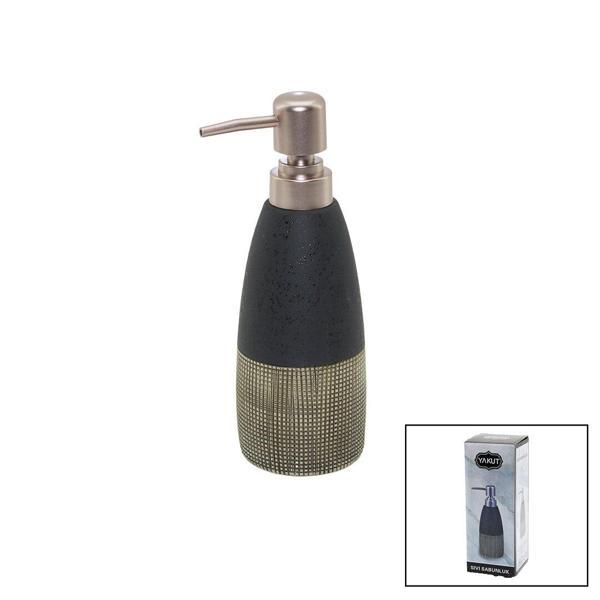 ANTRASİT GRİ - KREM MAT DESEN SERAMİK SIVI SABUNLUK  - Image 1