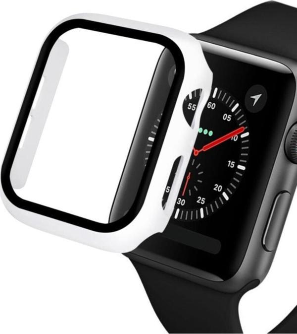 Coverzone Apple Watch 38mm Için Tpu Çerçeveli Ekran Koruyuculu Ön Çerçeve Kılıf Beyaz - Image 1