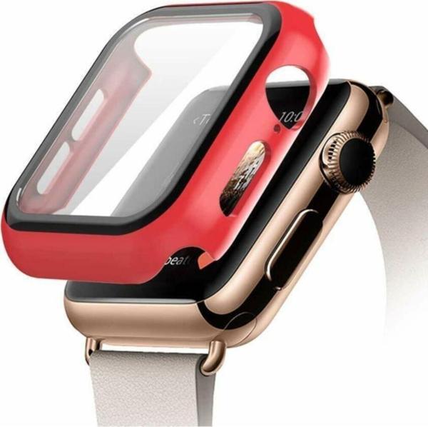 Coverzone Apple Watch 38mm Için Tpu Çerçeveli Ekran Koruyuculu Ön Çerçeve Kılıf Kırmızı - Image 1