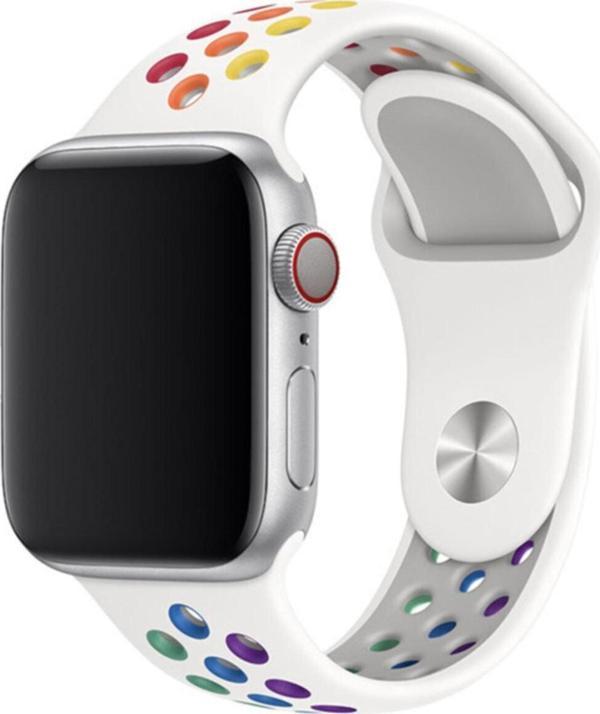 Coverzone Apple Watch 38mm Uyumlu Beyaz  Delikli Spor Kayış - Image 1