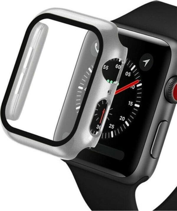 Coverzone Apple Watch 40mm Için Tpu Çerçeveli Ekran Koruyuculu Ön Çerçeve Kılıf Gümüş - Image 1