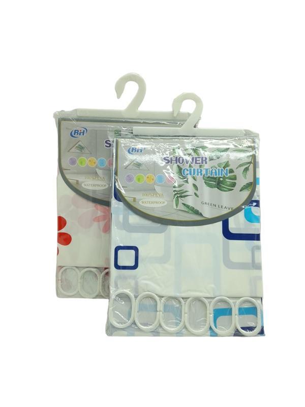 ÇİF KANAT PVC BANYO PERDESİ 2  PARÇA  X 90X180CM - 12 HALKALI  - Image 1