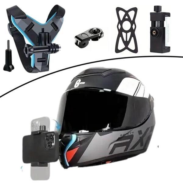 Motorsiklet Kask Önü Takılan Telefon Tutucu Aksiyon Kamerası Takılabilen Aparat  - Image 1