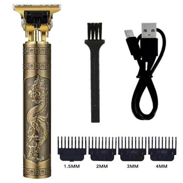 Vintage Görünümlü Güçlü 4 Farklı Başlıklı USB ŞarjlI Manuel Tıraş Makinası  - Image 1