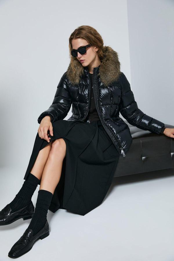 Lufian Kadın Klemantın Kaz Tüyü Mont 122120042 Siyah - Image 1