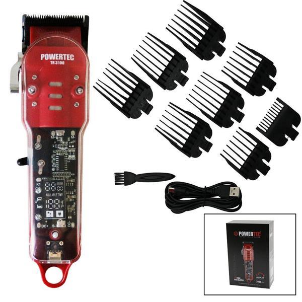 SAÇ - SAKAL KESME TRAŞ MAKİNESİ  ŞEFFAF ANA KARTLI GÖVDE - USB ŞARJLI GÖSTERGELİ - TARAK AYAR MANDALLI TR-3100  - Image 1