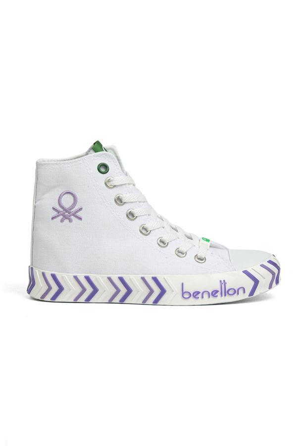 Benetton® | BN-30625-3374 Beyaz Lila - Kadın Spor Ayakkabı - Image 1