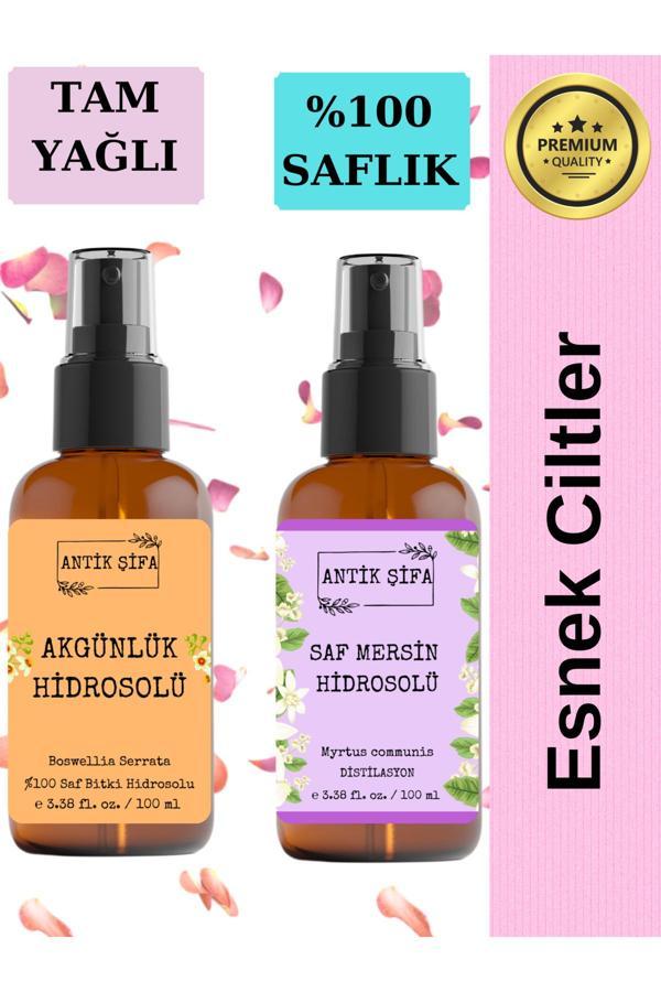 Antik Şifa Akgünlük Suyu Ve Mersin Suyu 100 Ml+100 Ml Doğal  Sığla Hidrosolü - Image 1