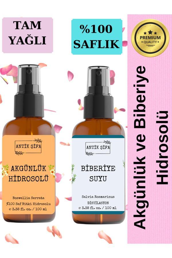 Antik Şifa Akgünlük Suyu Ve Biberiye Suyu (100Ml+100Ml) - Doğal Ak Günlük, Sığla Ve Biberiye Hidrosolü - Image 1
