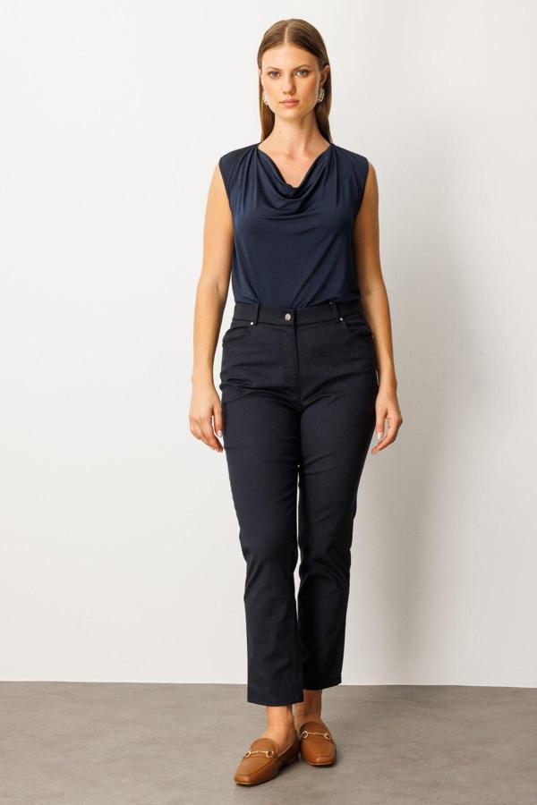 Ekol Kadın Büyük Beden Dar Paça Pantolon 1063 Lacivert - Image 1