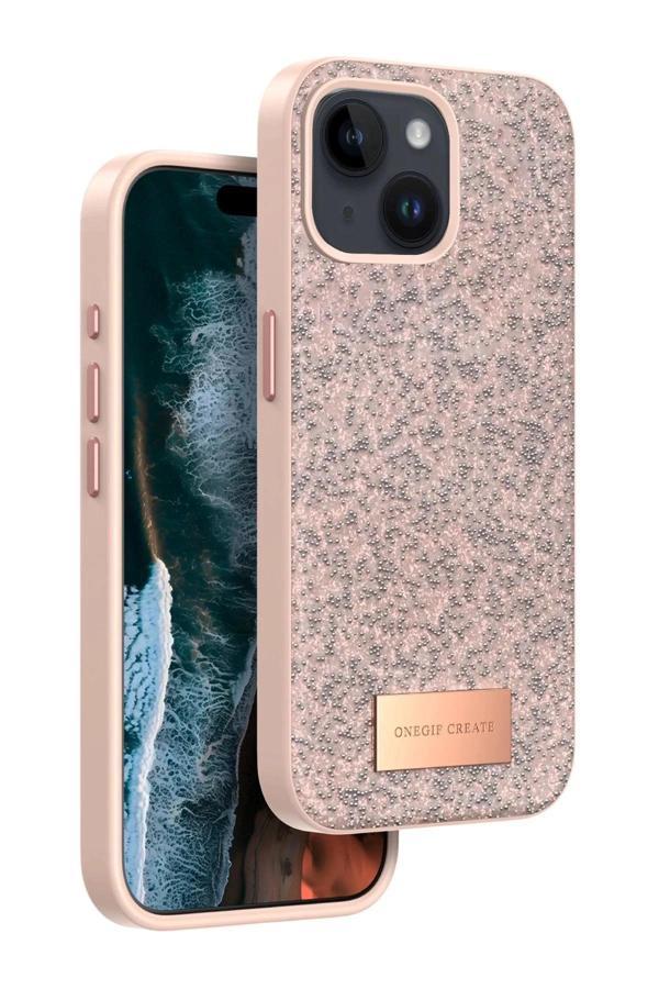 iPhone 14 Bright Simli Kapak - Pembe-(5796) - Image 1