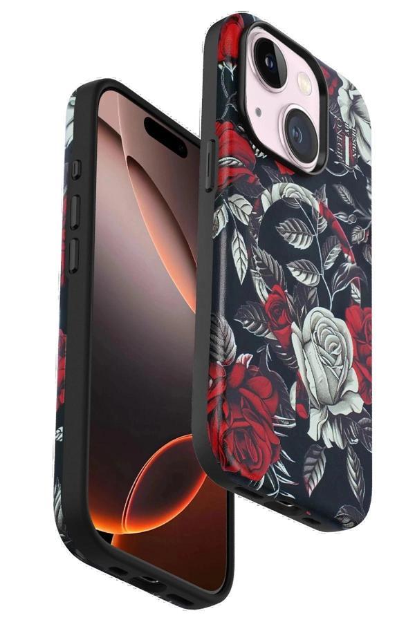 iPhone 14 Flower Series Magsafe Kapak - Siyah-(5796) - Image 1