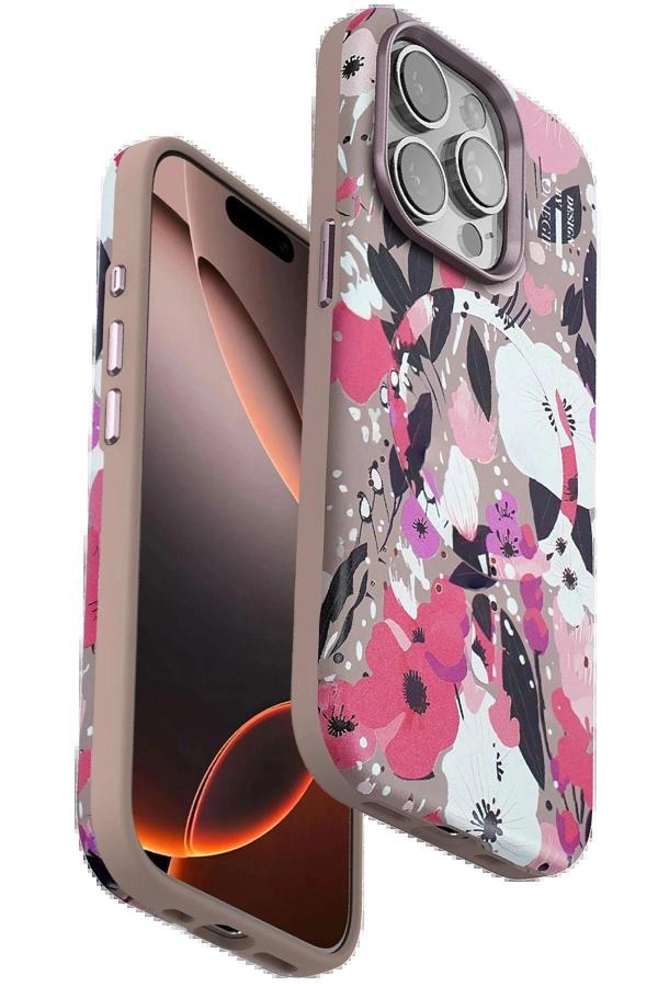 iPhone 14 Pro Flower Series Magsafe Kapak - Pembe-(5796) - Image 1