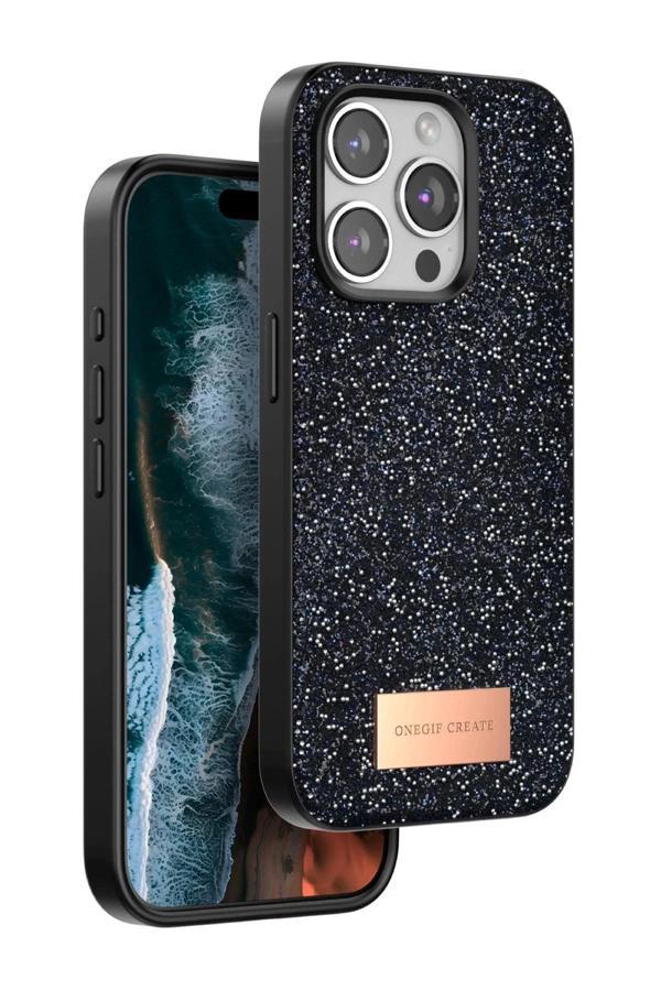 iPhone 14 Pro Max Bright Simli Kapak - Siyah-(5796) - Image 1