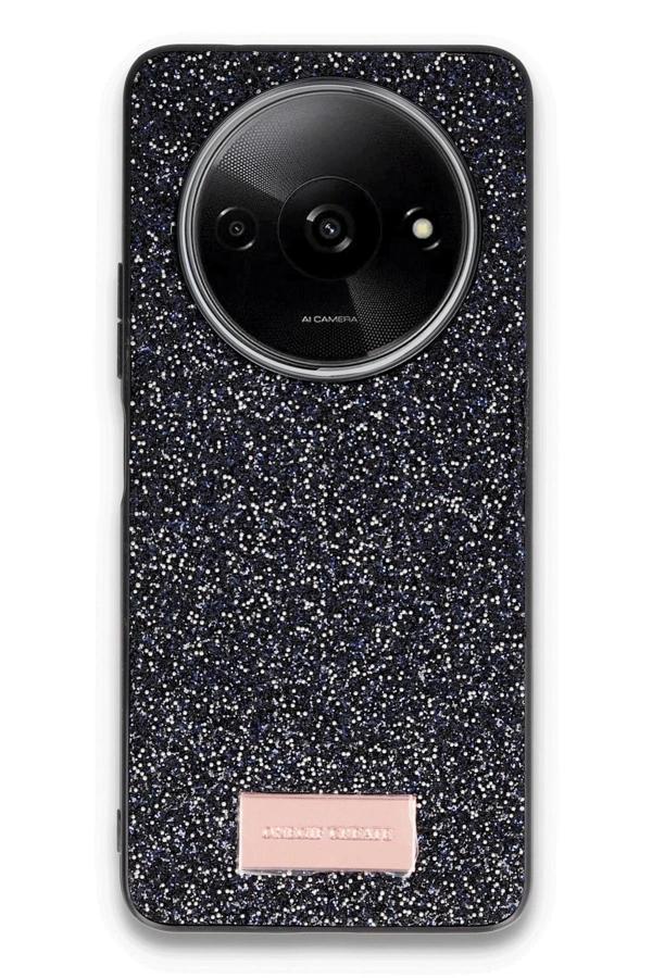 Xiaomi Redmi A3 4G Bright Simli Kapak - Siyah-(5796) - Image 1