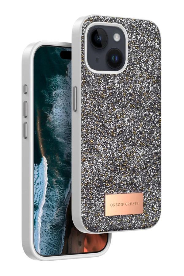 iPhone 15 Bright Simli Kapak - Gümüş-(5796) - Image 1