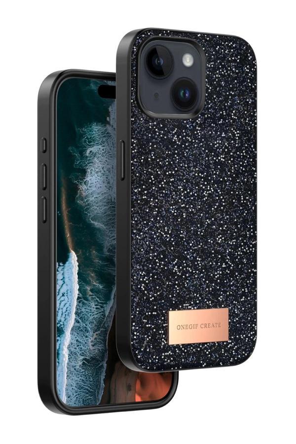 iPhone 15 Bright Simli Kapak - Siyah-(5796) - Image 1