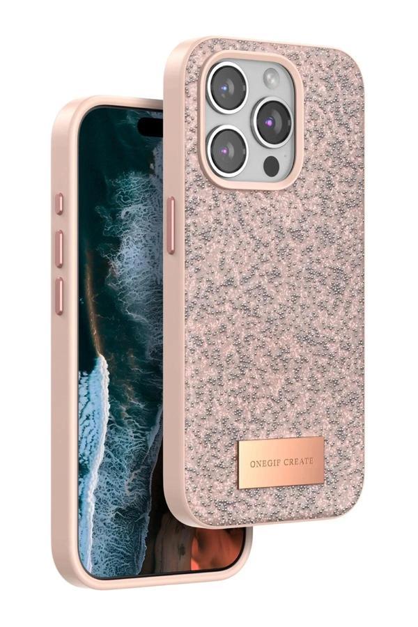 iPhone 15 Pro Max Bright Simli Kapak - Pembe-(5796) - Image 1