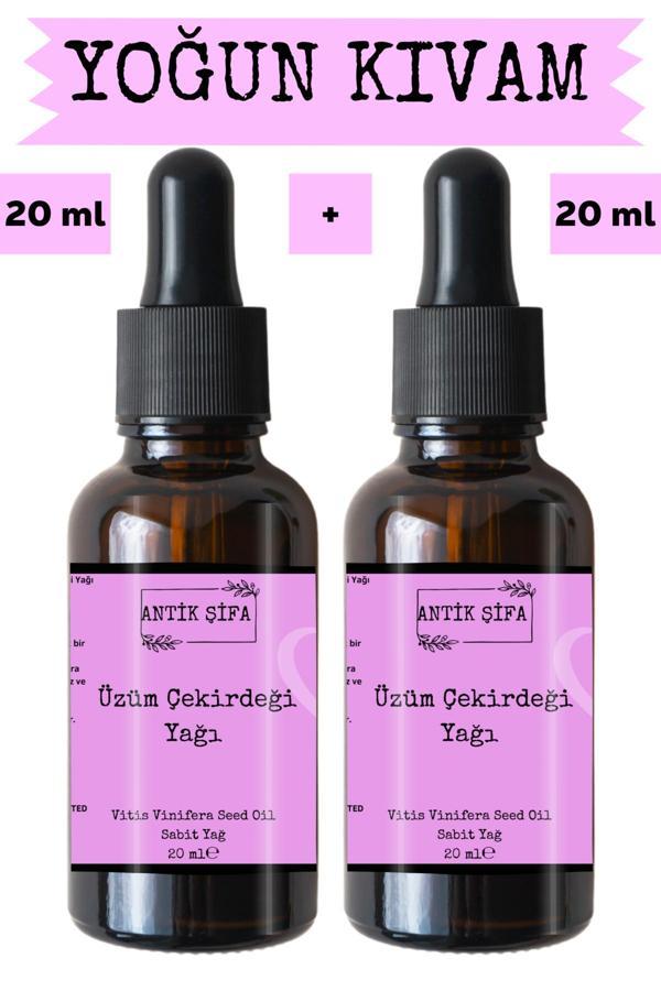 Antik Şifa Üzüm Çekirdeği Yağı (2 X 20 Ml)- %100 Seyreltilmemiş, Doğal Taşıyıcı Sabit Yağ - Image 1