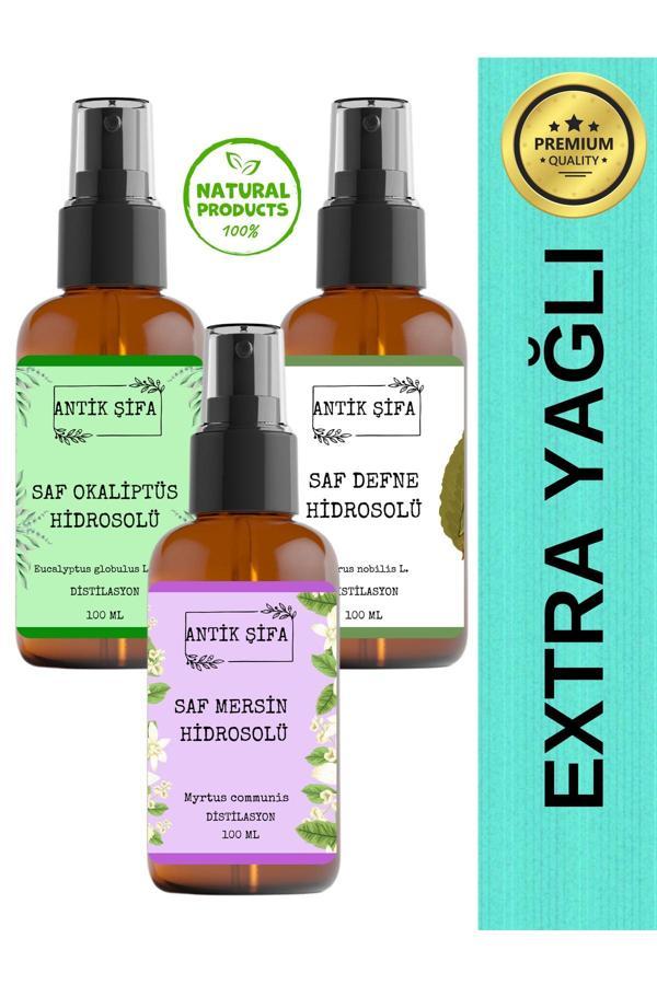 Antik Şifa Anti Pelliculaire Hidrosol Seti Okaliptus Defne Ve Mersin Suyu 3 X 100 Ml - Image 1