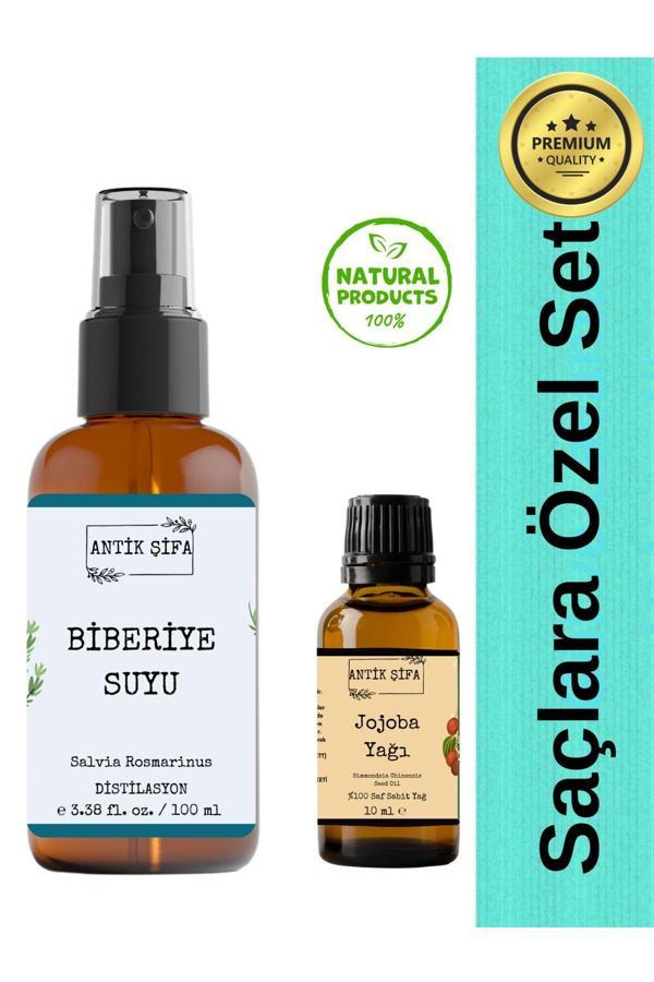 Antik Şifa %100 Saf Biberiye Suyu Ve Saf Jojoba Yağı ( Biberiye Hidrosolü Ve Jojoba Oil 100 Ml 10Ml) - Image 1