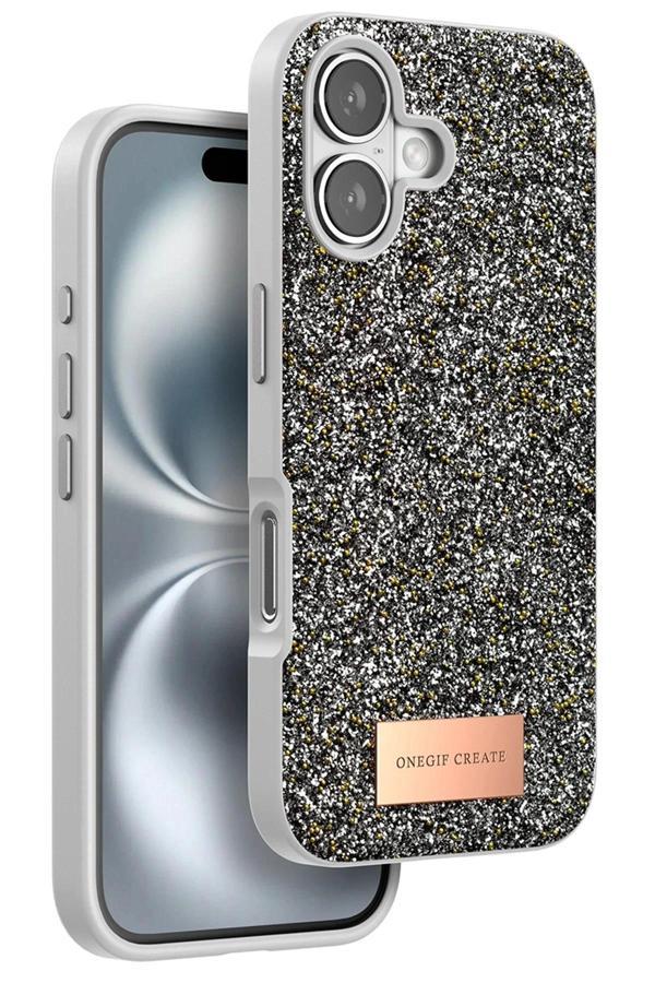 iPhone 16 Bright Simli Kapak - Gümüş-(5796) - Image 1