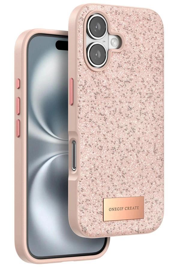 iPhone 16 Bright Simli Kapak - Pembe-(5796) - Image 1