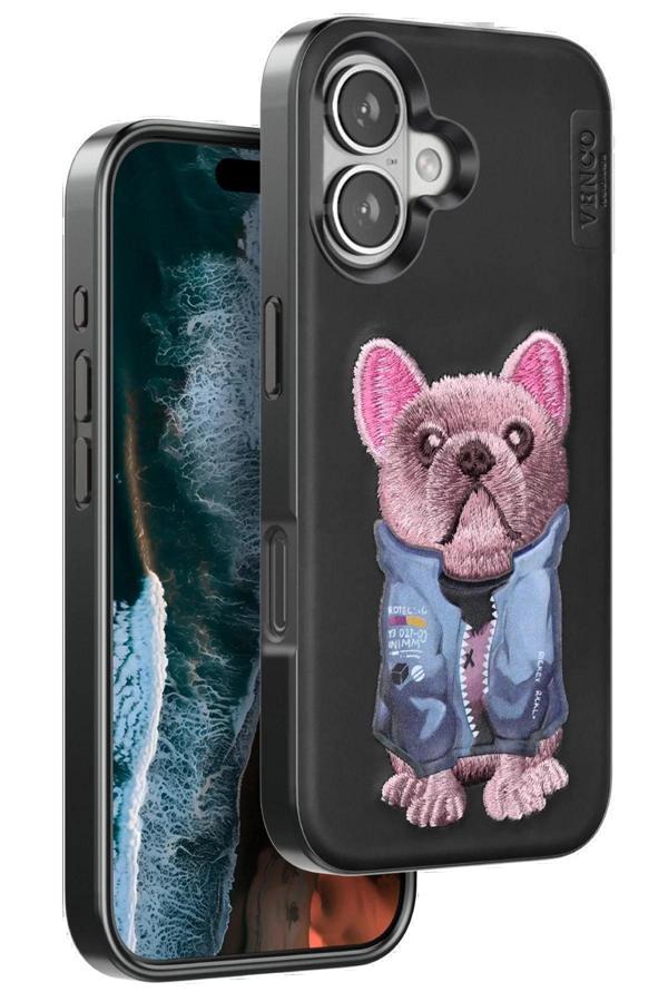 iPhone 16 Cute Desenli Kapak - Siyah-(5796) - Image 1