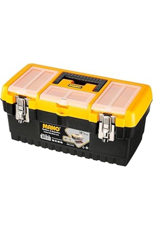 Mano Mt/16 Organizerli Klasik Metal Kilitli Takım Çantası, Polipropilen, Siyah/Sarı, 16 ’’ - Image 1
