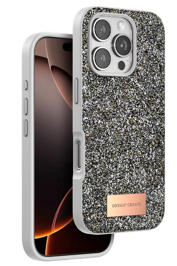 iPhone 16 Pro Bright Simli Kapak - Gümüş-(5796) - Image 1