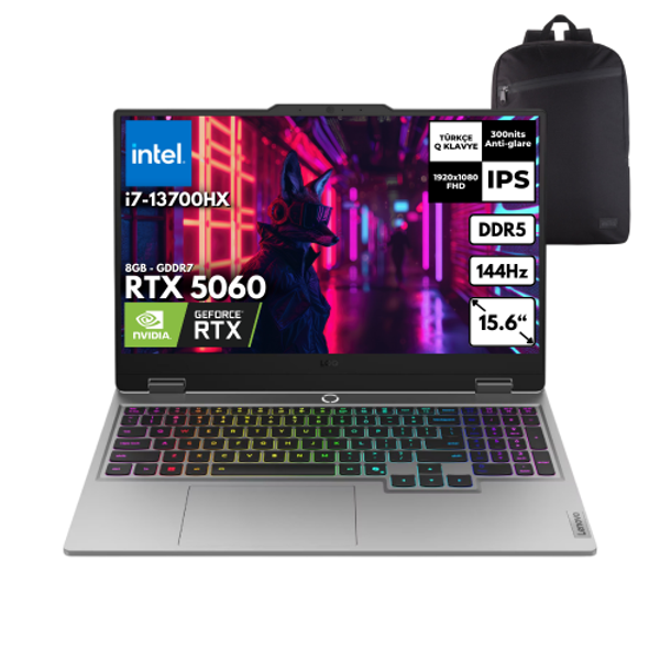 Lenovo LOQ 15IRX10 i7-13700HX 64-GBDDR5 4 TBSSD RTX5060 (8GB - GDDR7) 15.6" FHD Freedos + HMF Sırt Çantası 83JE00LFTRHMF13 - Image 1