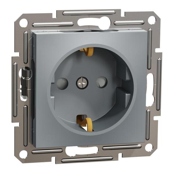 Schneider Electric EPH2900262 Asfora Çelik Çocuk Korumalı Topraklı Priz - Image 1