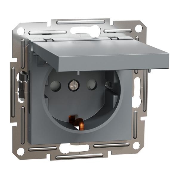 Schneider Electric EPH3100162 Asfora Çelik Kapaklı Topraklı Priz - Image 1