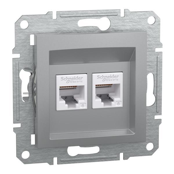 Schneider Electric EPH4800161 Asfora Alüminyum 2xRJ45 Cat6 Utp Priz - Image 1