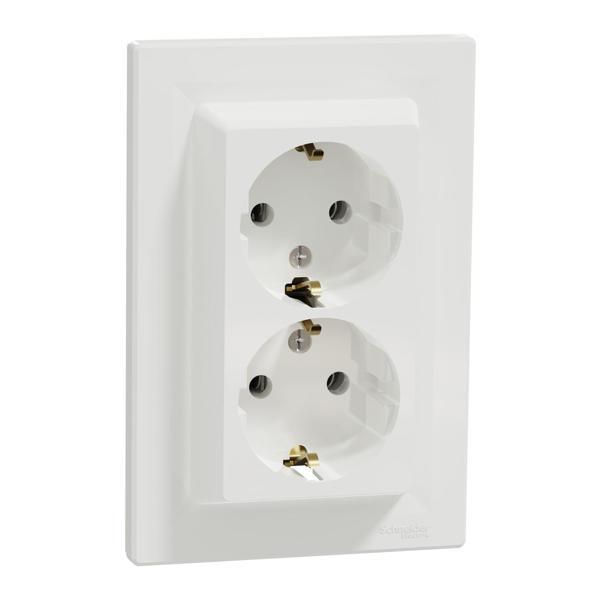 Schneider Electric EPH9900121 Asfora Beyaz İkili Topraklı Priz - Image 1