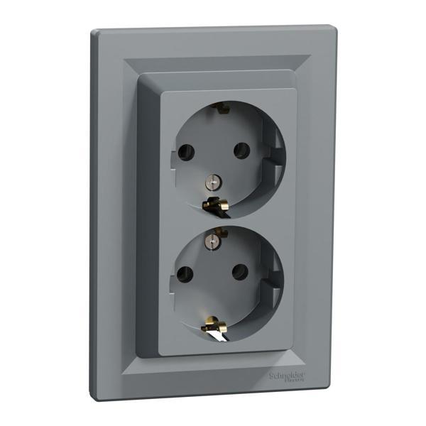 Schneider Electric EPH9900162 Asfora Çelik İkili Topraklı Priz - Image 1