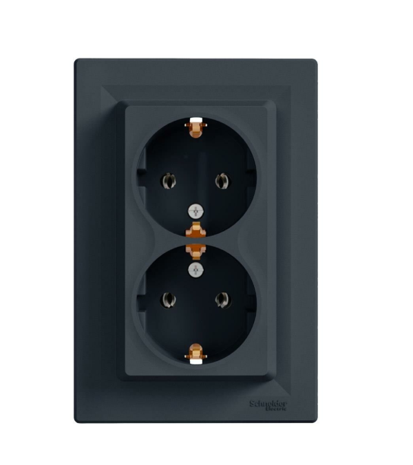Schneider Electric EPH9900171 Asfora Antrasit İkili Topraklı Priz - Image 1