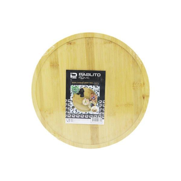 DÖNER TABLALI  AHŞAP BAMBU SUNUM TEPSİSİ - MİNİ SOFRA YUVARLAK=30CM (5250) - Image 1