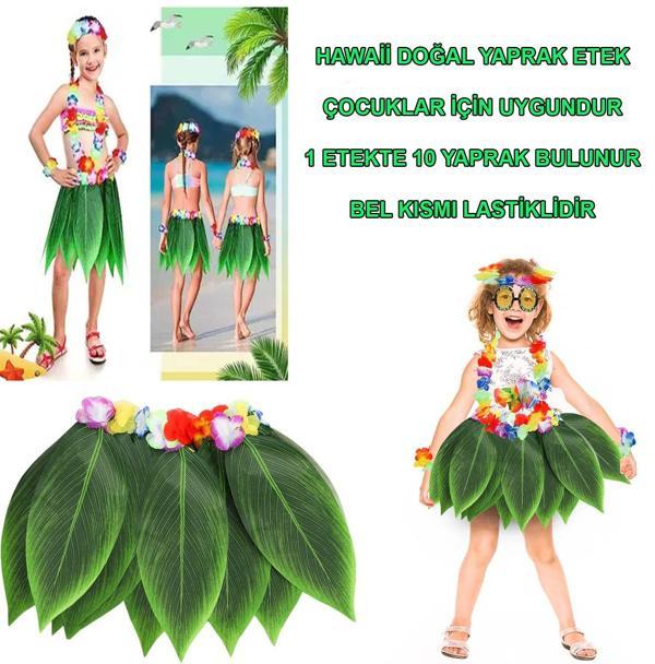 Tropikal Esintili Hawaii Yapraklı Parti Eteği Çocuk Boy (5250) - Image 1