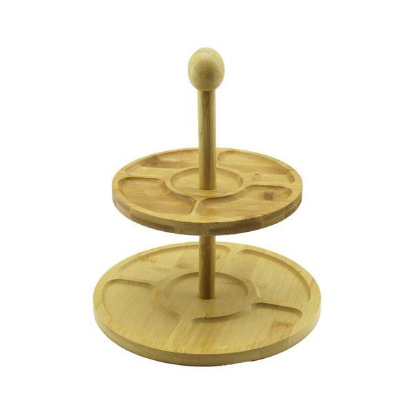 5 BÖLMELİ - YUVARLAK - 2 KATLI  AHŞAP BAMBU SUNUMLUK  ÇAP: 19.5CM -- 24.5CM (5250) - Image 1