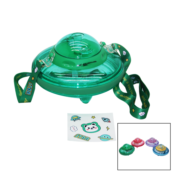 UFO MODELİ RENKLİ MİKA KRİSTAL SULUK MATARA PİPETLİ - TAŞIMA ASKILI 550ML ( HERHANGİ BİR RENK  GÖNDERİLİR )  (5250) - Image 1